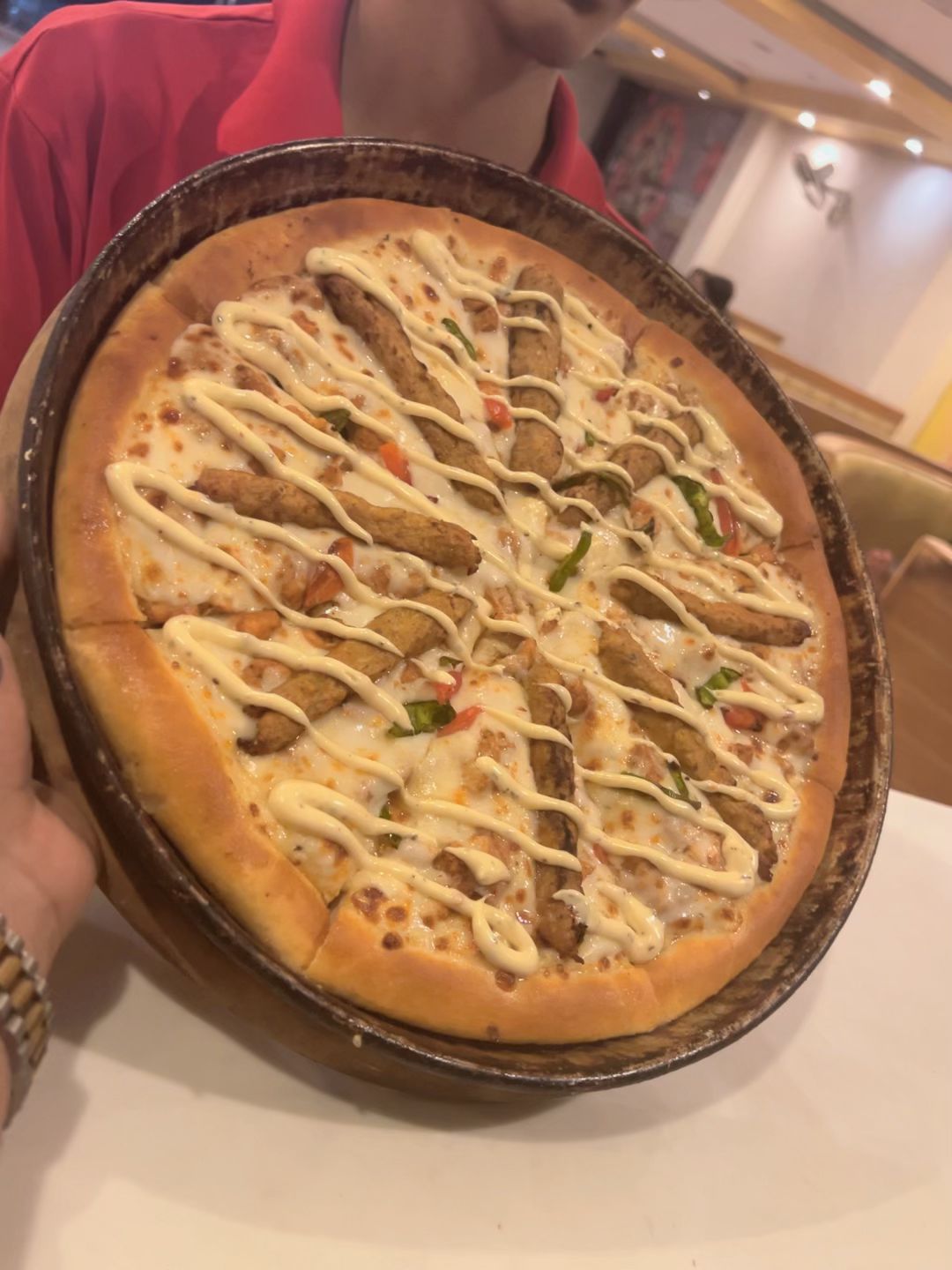 chicken tikka large pizza — dish photo